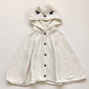 Gymboree White Hooded Cape with Cute Face Design